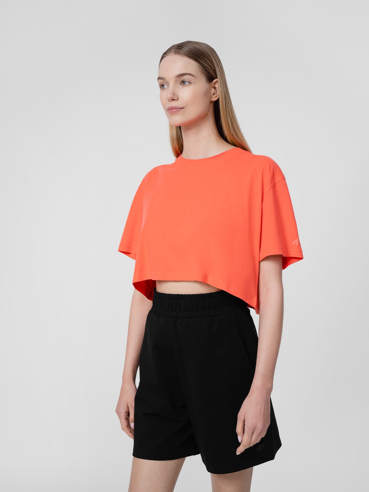 Tricou crop top oversize cu adaos de modal pentru femei