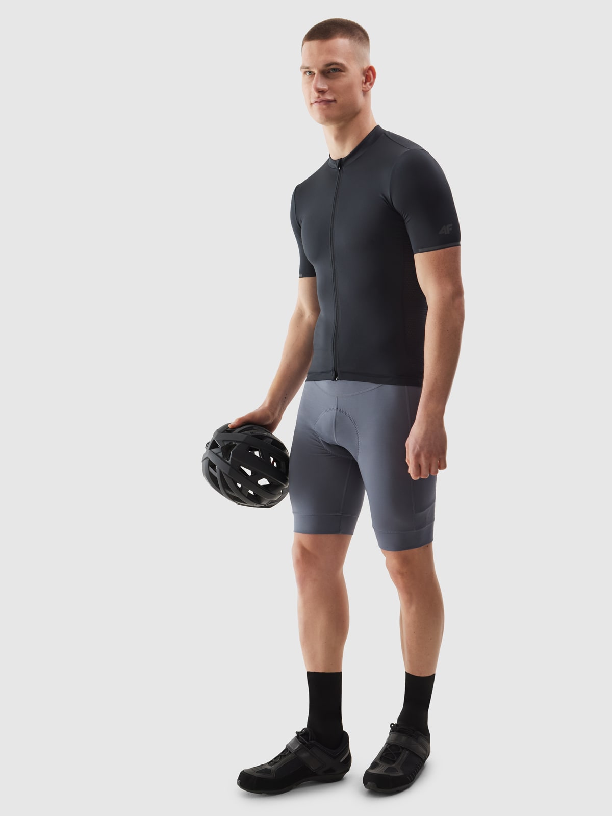 Tricou de ciclism cu fermoar pentru bărbați - negru